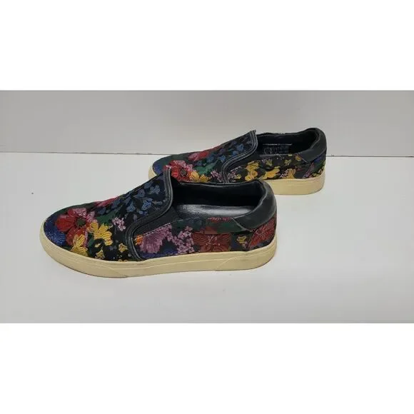 ERDEM x H&M Floral Slip On Black Navy Jacquard Shoes Sneakers Women's Size 7 - Picture 2 of 8